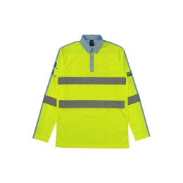 A large number of customized fluorescent yellow construction long-sleeved Polo shirts Order construction engineering team reflective tape industrial uniforms Polo shirts industrial uniforms 100%Polyester D396 A large number of customized fluorescent yellow construction long-sleeved Polo shirts Order construction engineering team reflective tape industrial uniforms Polo shirts industrial uniforms 100%Polyester D396